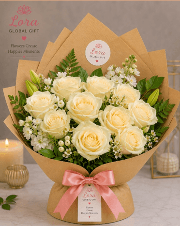 Elegant Ivory Rose Bouquet
