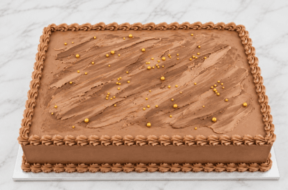Elegant Chocolate Sheet Cake with Gold Dragees